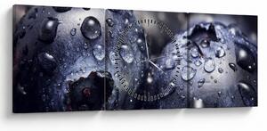 Obraz ovocia s kvapkami vody (s hodinami) (90x30 cm)