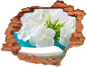 Fototapeta diera na stenu 3D Biele kvety spa nd-c-89406381