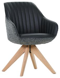 STOLIČKA S PODRÚČKAMI, ženilka, vzhľad kože, čierna, farba duba home24 - Stoličky, Online Only