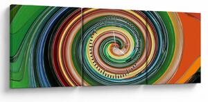 Abstraktný obraz - farebná špirála (s hodinami) (90x30 cm)