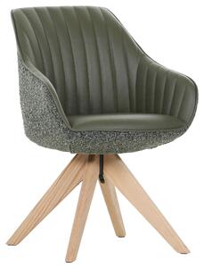 STOLIČKA S PODRÚČKAMI, ženilka, vzhľad kože, zelená, farba duba home24 - Stoličky, Online Only