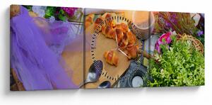 Obraz - letný piknik (s hodinami) (90x30 cm)
