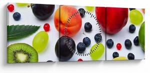 Obraz ovocia s kvapkami vody (s hodinami) (90x30 cm)