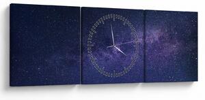Obraz galaxie (s hodinami) (90x30 cm)