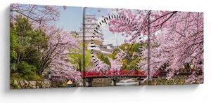 Obraz japonskej čerešne (s hodinami) (90x30 cm)