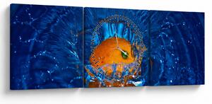 Obraz - pomaranč vo vode (s hodinami) (90x30 cm)