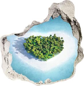 Diera 3D fototapety nálepka V tvare srdca ostrova