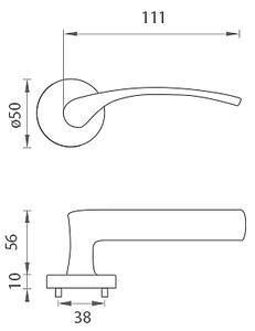 Dverové kovanie MP Laura 2 - R (OCS - Chróm brúsený), kľučka-kľučka, Otvor pre obyčajný kľúč BB, MP OCS (chróm brúsený)