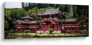 Obraz - čínska architektúra (s hodinami) (90x30 cm)