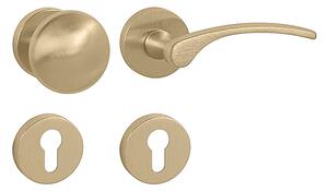 Dverové kovanie MP Laura 2 - R (OLS - Mosadz brúsená), kľučka-kľučka, WC kľúč, MP OLS (mosadz brúsená a lakovaná)
