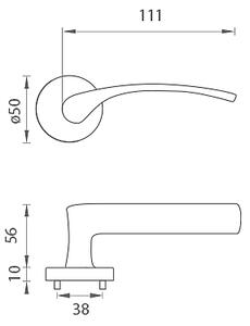 Dverové kovanie MP LAURA 2 - R (OLV - Mosadz leštená lakovaná), kľučka-kľučka, Otvor na cylindrickú vložku PZ, MP OLV (mosadz leštená a lakovaná)