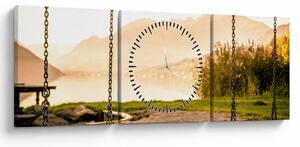 Obraz hojdačky v prírode (s hodinami) (90x30 cm)