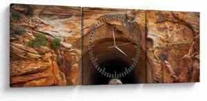 Obraz - tunel v skale (s hodinami) (90x30 cm)