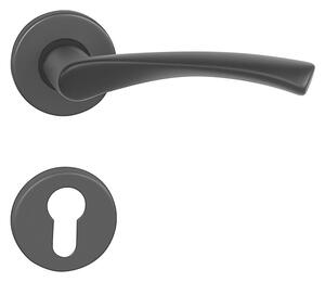 Dverové kovanie MP Tornado - R (BN - Brúsená nerez), kľučka-kľučka, Otvor pre obyčajný kľúč BB, MP BS (čierna mat)