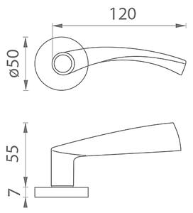 Dverové kovanie MP NERO - R 2233 (BN - Brúsená nerez), kľučka-kľučka, Bez spodnej rozety, MP BN (brúsená nerez)