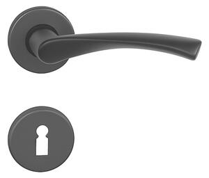 Dverové kovanie MP Tornado - R (BN - Brúsená nerez), kľučka-kľučka, Otvor pre obyčajný kľúč BB, MP BS (čierna mat)