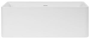Voľne stojaca vaňa biela solid surface 160 cm s tenkým okrajom moderný štýl kúpeľňa