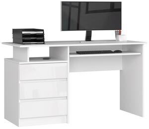 Kancelársky stôl CLP 135 cm biely / biely lesk