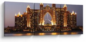 Obraz stavby v Dubaji (s hodinami) (90x30 cm)
