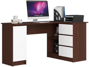 Rohový kancelársky stôl B20 CLP pravostranný, wenge/biely