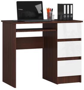 Kancelársky stôl A-6 CLP pravostranný, wenge/biely