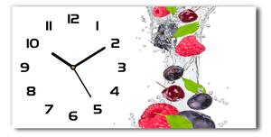 Vodorovné Sklenené hodiny na stenu tiché Ovocie a voda