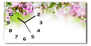 Vodorovné Sklenené hodiny na stenu Jarné kvety