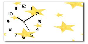Vodorovné Sklenené hodiny na stenu tiché Žlté hviezdy
