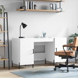 Maison Exclusive - písací stôl, lesklá biela farba, 140 x 50 x 75 cm, drevený materiál