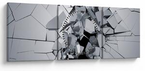 Obraz abstrakcie 3D (s hodinami) (90x30 cm)