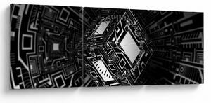 Obraz abstraktné kocky (s hodinami) (90x30 cm)