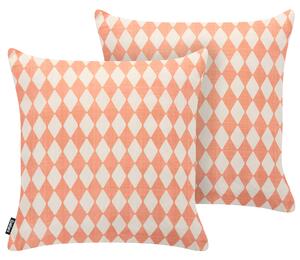 Sada 2 vonkajších dekoratívnych vankúšov svetločervená polyester 45 x 45 cm štvorcový tvar moderný štýl záhrada exteriér