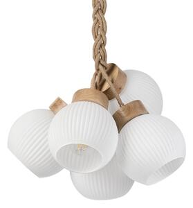 Závesný luster LOOMIS na lane 5xE27/15W/230V 130 cm béžová/dub