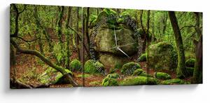 Obraz čarovného lesa (s hodinami) (90x30 cm)