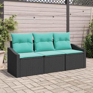 Maison Exclusive – Sedacia súprava, 3 kusy, čierna [syntetický materiál]: Polyratan