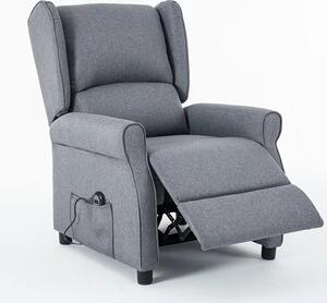 TV kreslo STILO PLUS s elektrickým polohovaním — látka, sivá, nosnosť 130 kg
