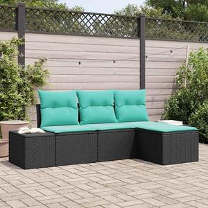 Maison Exclusive – Sedacia súprava, 4 kusy, čierna [syntetický materiál]: Polyratan