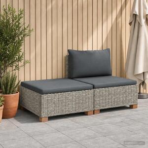 Maison Exclusive – 2-dielna ratanová sedacia súprava s vankúšmi, farba: prírodná, model: Kubu, farba: sivá