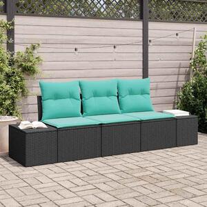 Maison Exclusive – Sedacia súprava, 3 kusy, čierna [syntetický materiál]: Polyratan