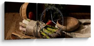 Obraz špargle na stole (s hodinami) (90x30 cm)
