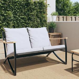 Maison Exclusive – Záhradná lavička s vankúšmi, 120 cm, čierna, oceľ