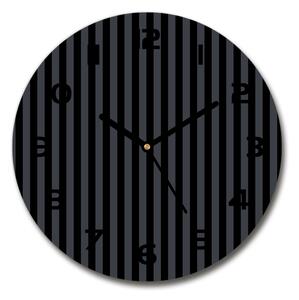 Sklenené hodiny okrúhle Čiernošedé pásky