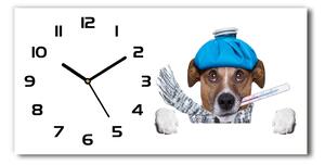 Vodorovné Moderné sklenené hodiny na stenu Chorý pes