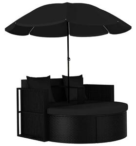 Maison Exclusive – Záhradná posteľ s baldachýnom, materiál: umelý ratan, farba: čierna