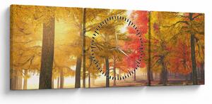 Obraz jesenných stromov (s hodinami) (90x30 cm)