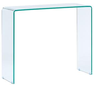 Konzolový stolík z priehľadného skla 30 x 90 cm minimalistický obdĺžnikový moderný
