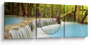 Obraz Huay Mae Kamin vodopádu v lese (s hodinami) (90x30 cm)