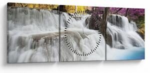 Obraz Erawan vodopádu v lese (s hodinami) (90x30 cm)