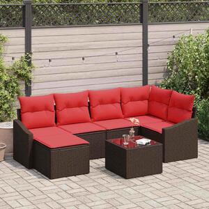 Maison Exclusive – Sedacia súprava, 7 kusov, hnedá [syntetický materiál]: Polyratan