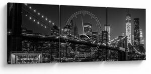 Obraz Brooklyn mosta v New Yorku (s hodinami) (90x30 cm)